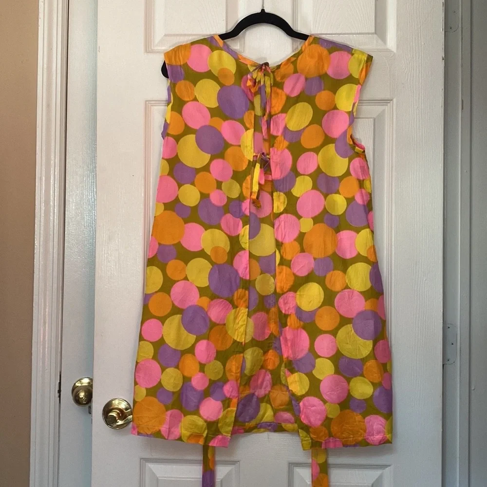 VTG 60’s Psychedelic Circle Bold Pattern Apron Dress - Picture 6 of 8